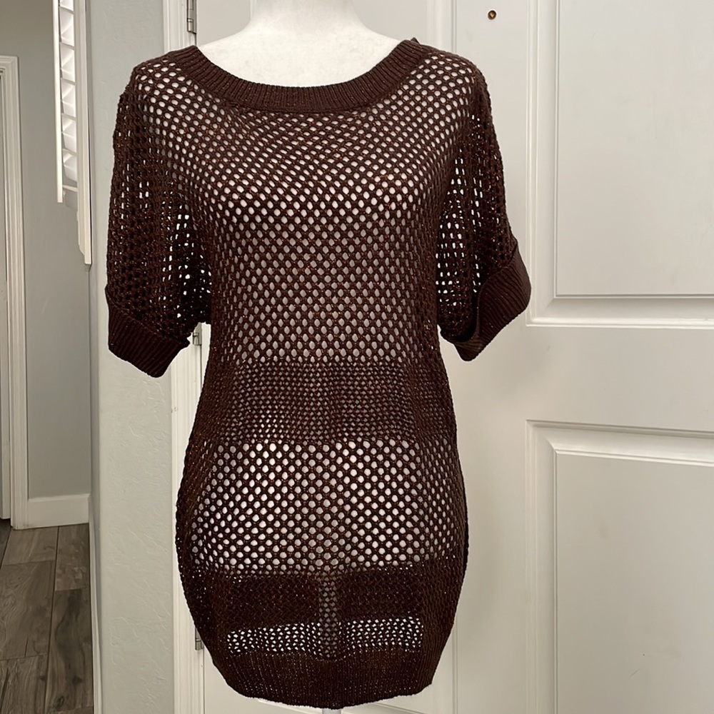 ✨✨ 80’s vibe The Limited metallic crochet  like blend top